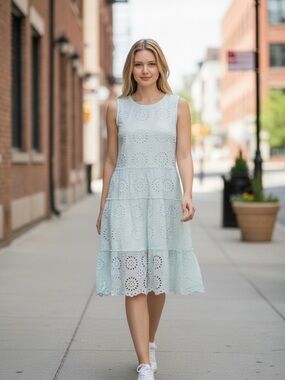 LOFT White Eyelet Tiered Mini Dress